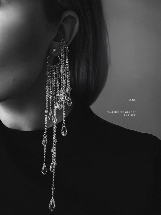 "LARMES DE GLACE" EAR SET VERMEIL