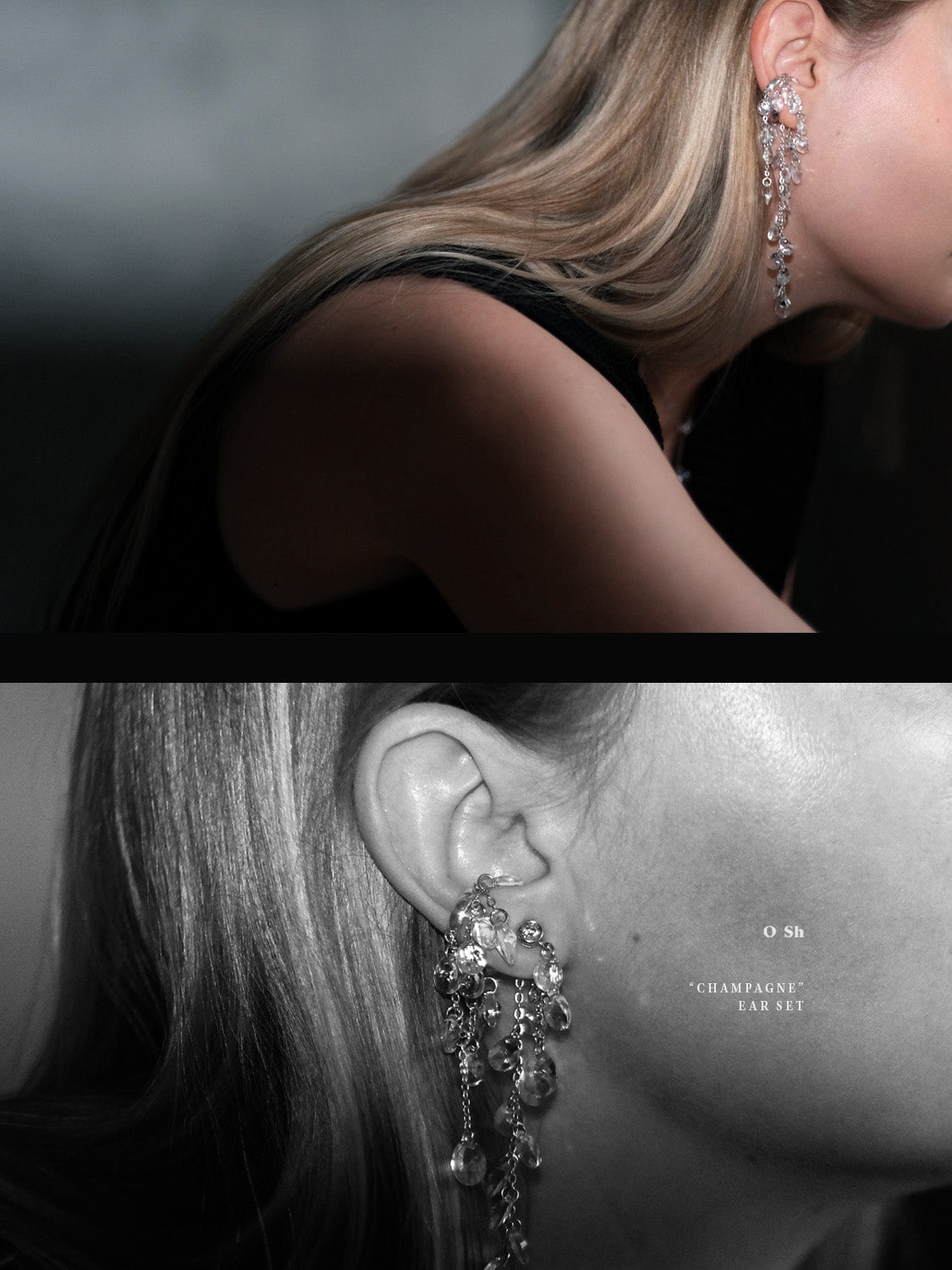 "CHAMPAGNE" EAR SET SILVER