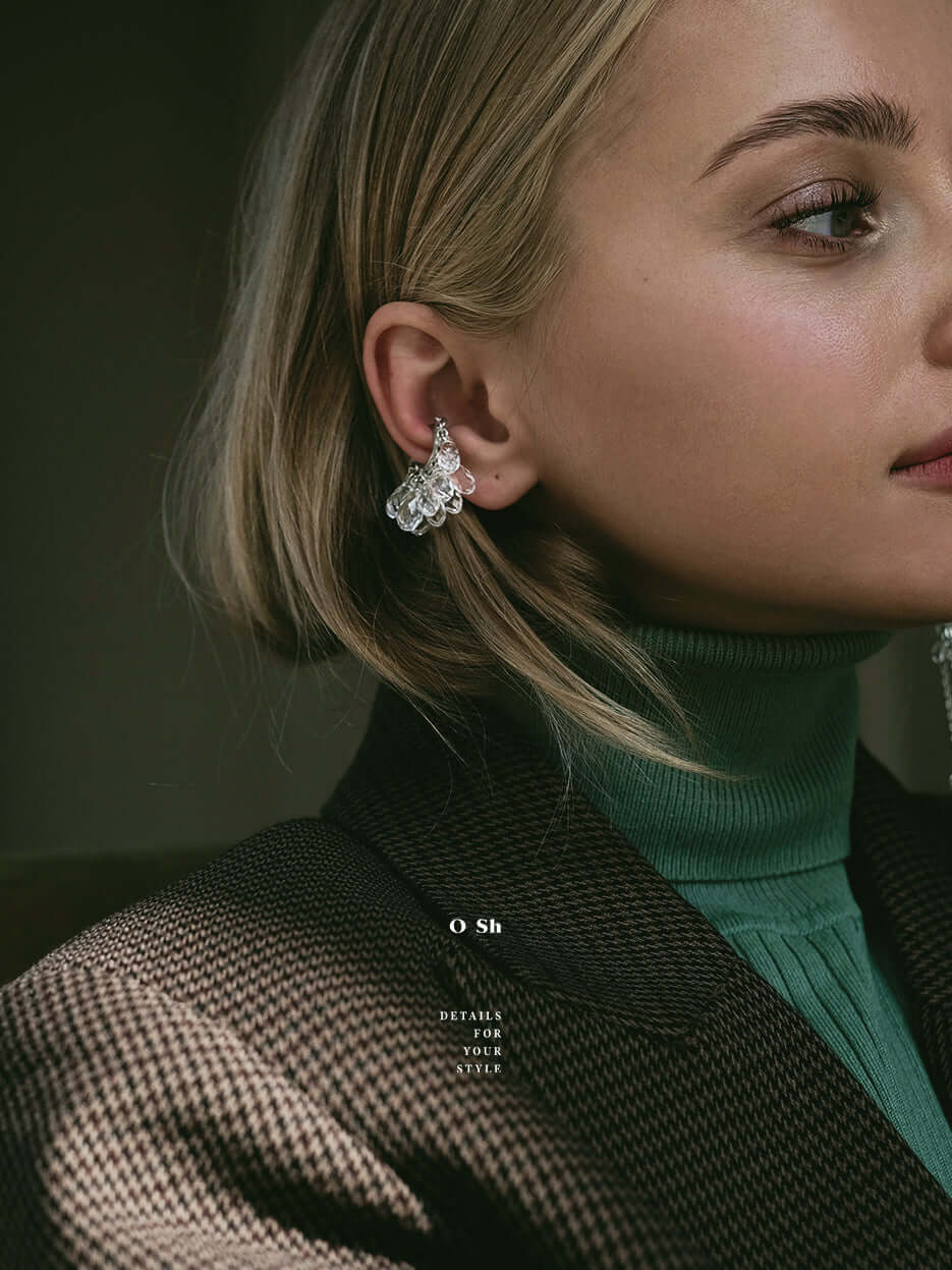 "WET - NAKED CRYSTALS" EAR CUFFS SET SILVER