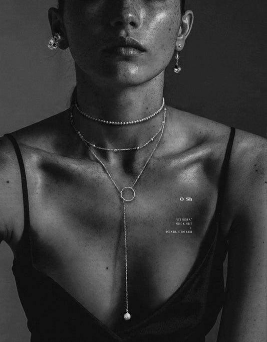 "ETHERA + PEARL CHOKER" NECK SET VERMEIL