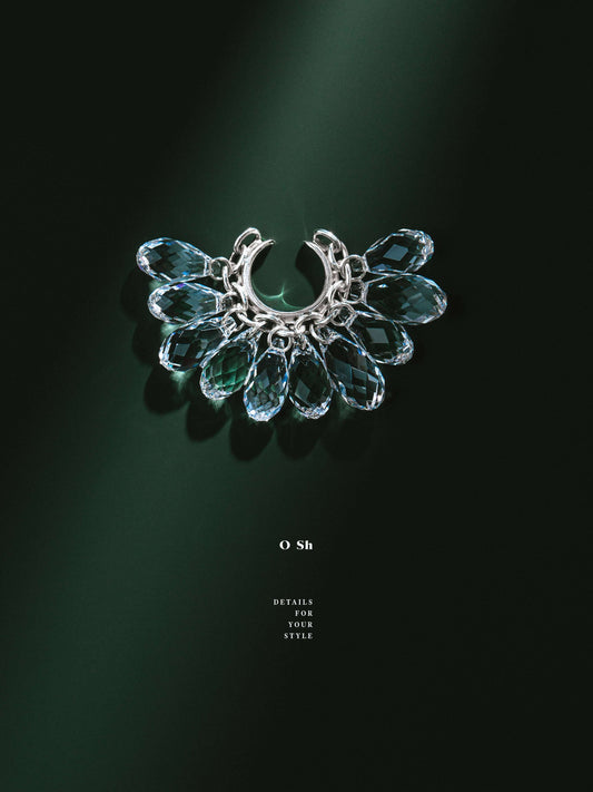 "NAKED CRYSTALS" EAR CUFF SILVER