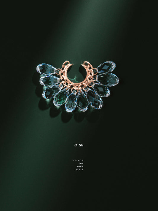 "NAKED CRYSTALS" EAR CUFF VERMEIL