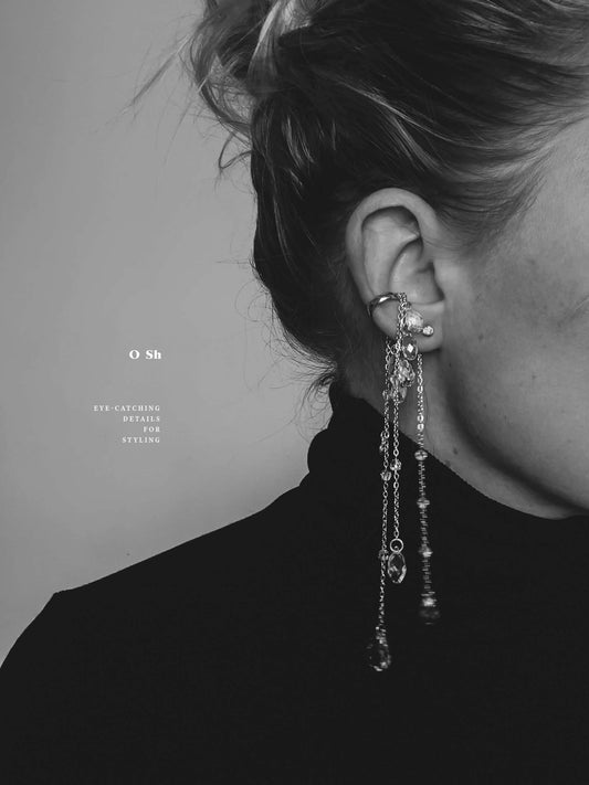 "WET" EAR SET SILVER