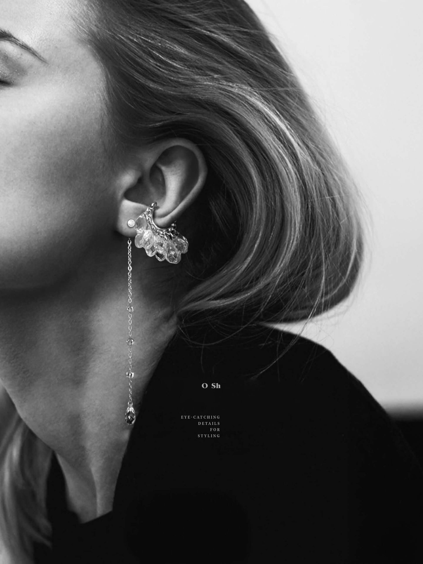 "NAKED CRYSTALS" EAR CUFF SILVER