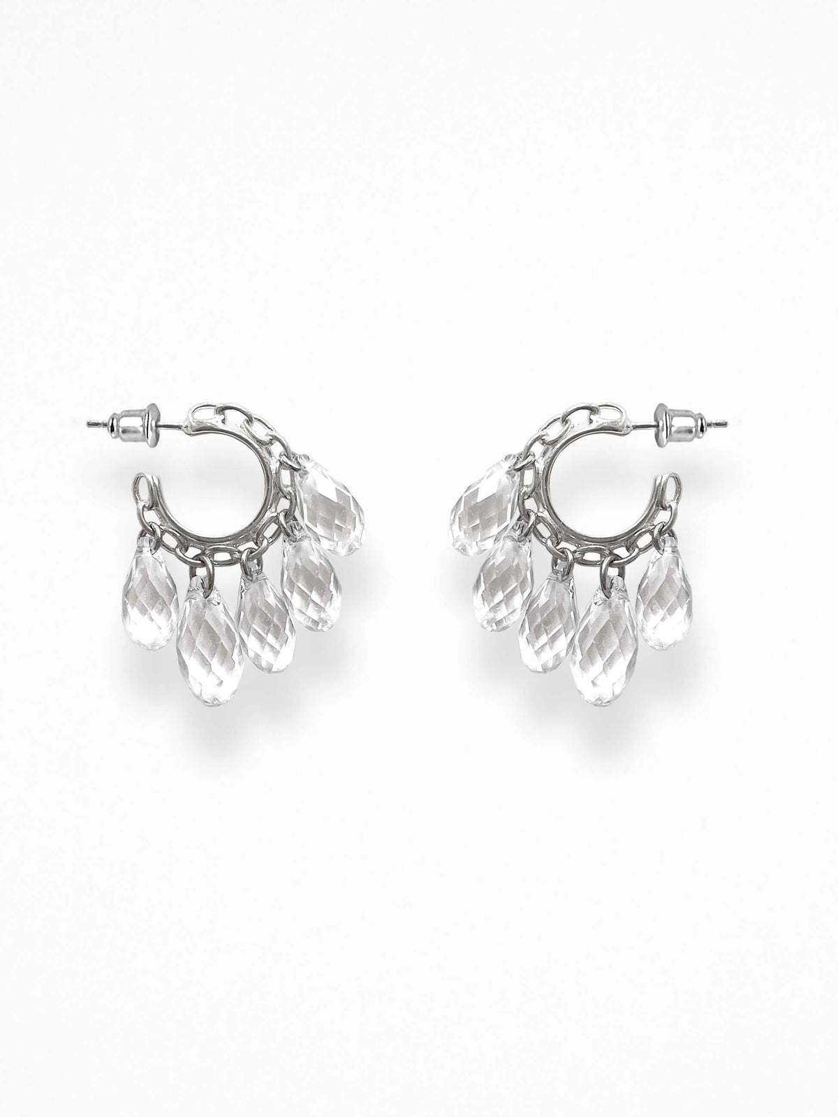 "NAKED CRYSTALS" MINI HOOP EARRINGS SILVER