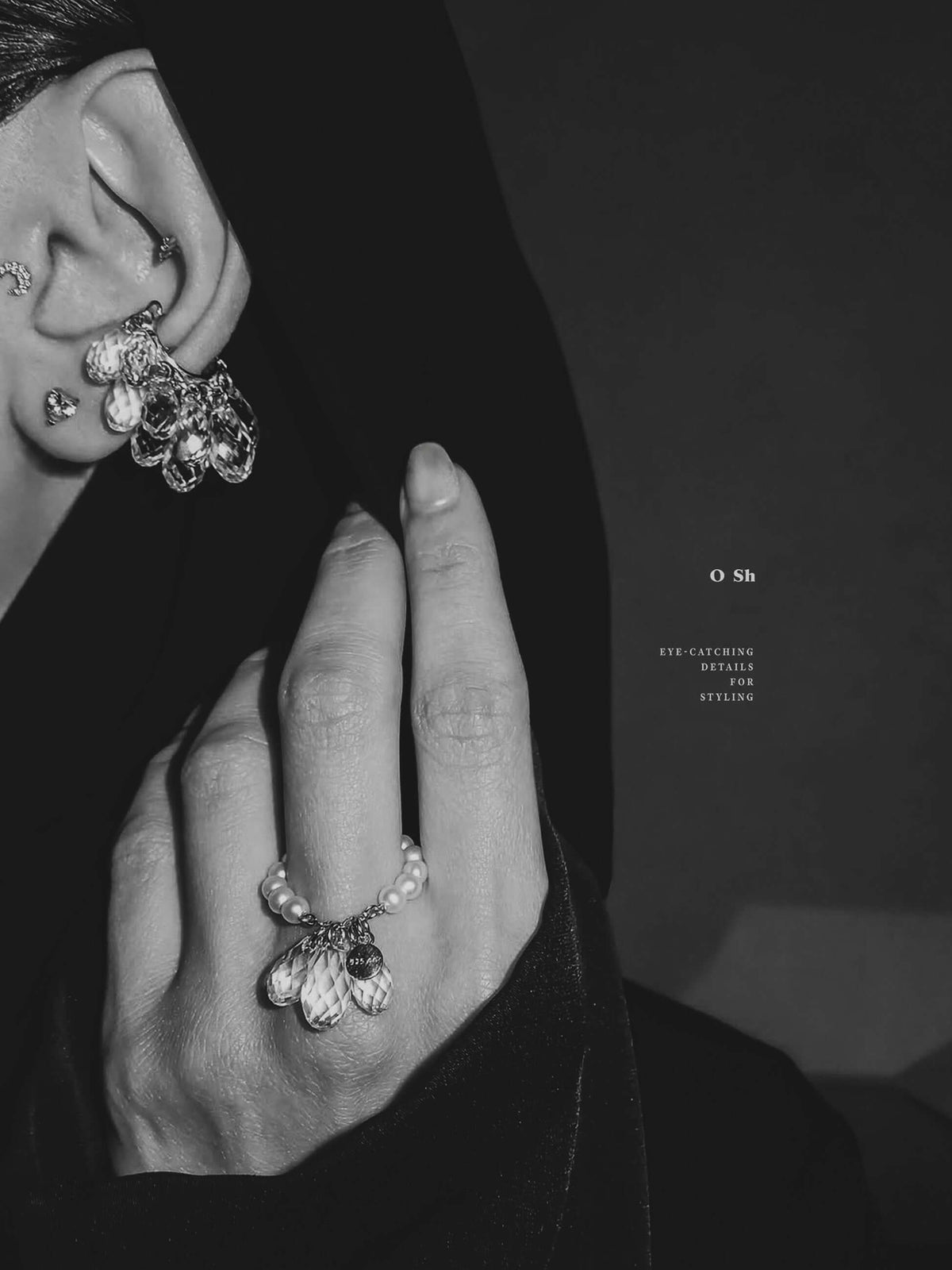 "NAKED CRYSTALS" "PEARLS" RING SILVER