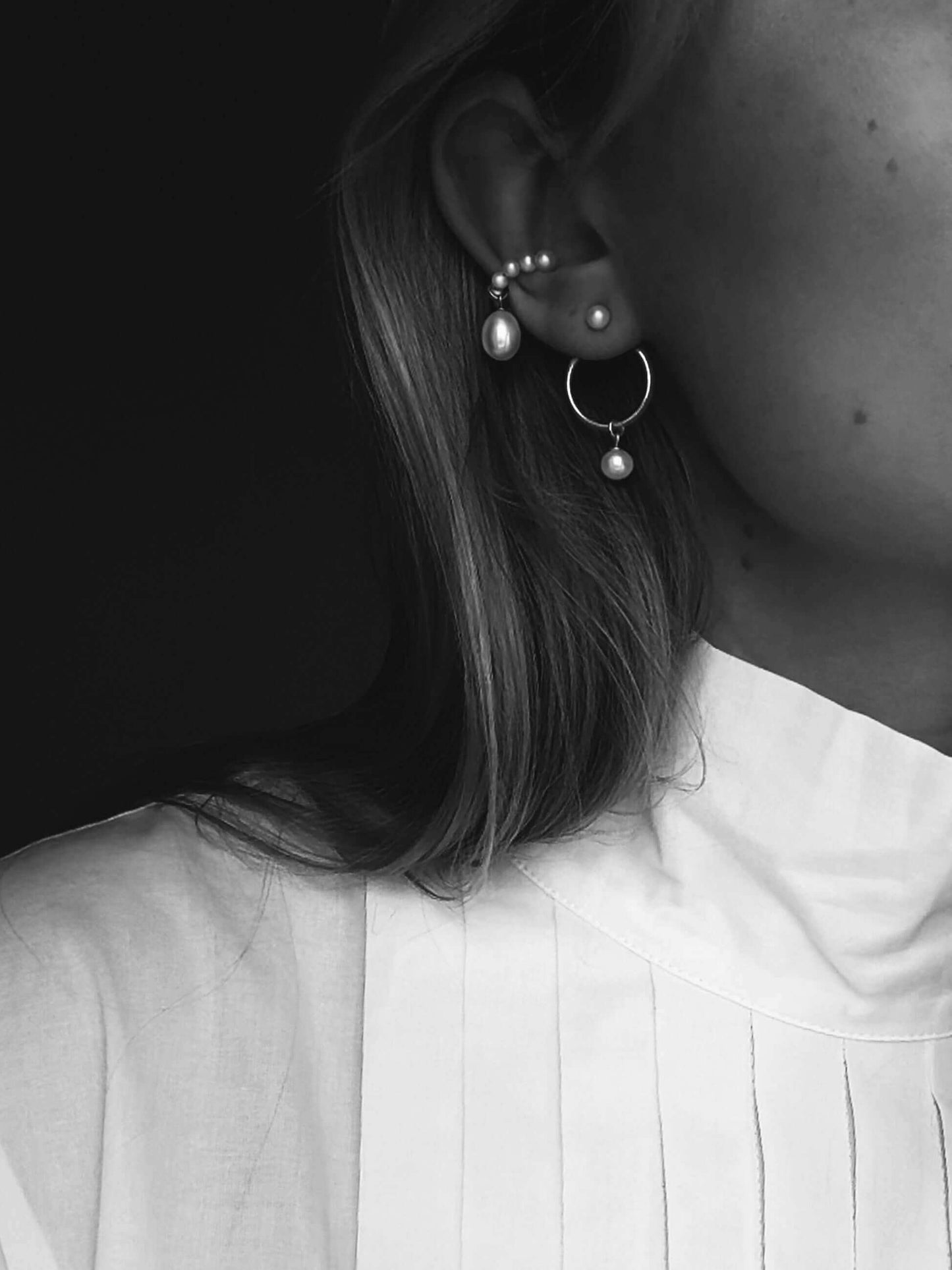 "OP" EAR SET SILVER