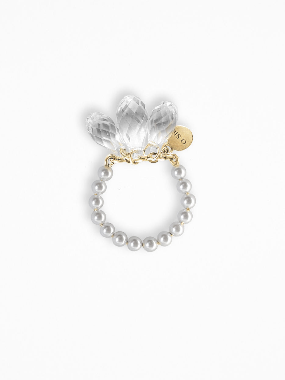 "NAKED CRYSTALS" "PEARLS" RING VERMEIL