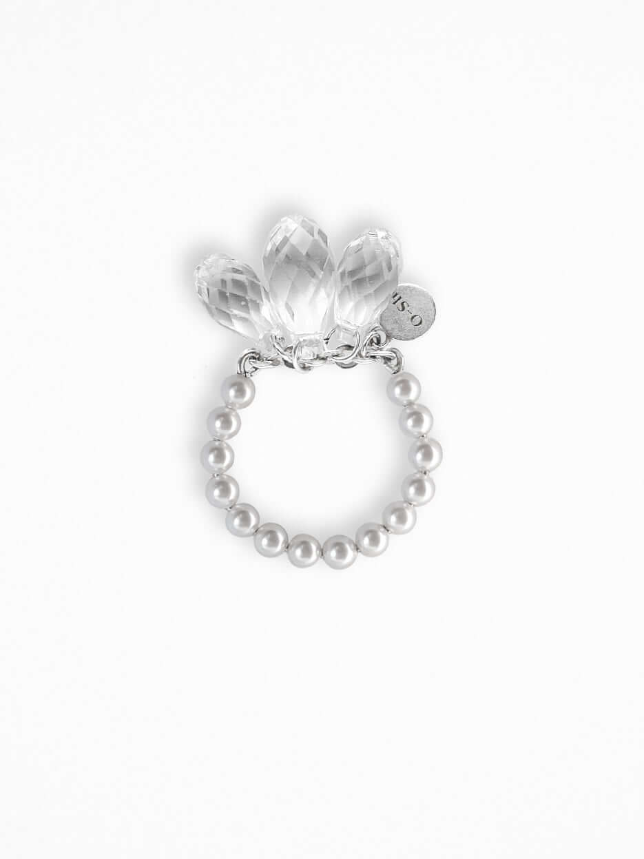 "NAKED CRYSTALS" "PEARLS" RING SILVER