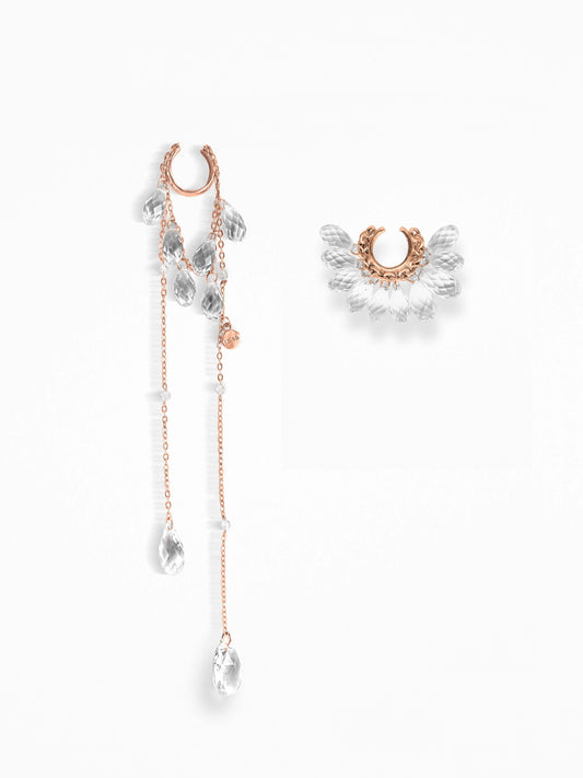 "WET - NAKED CRYSTALS" EAR CUFFS SET VERMEIL