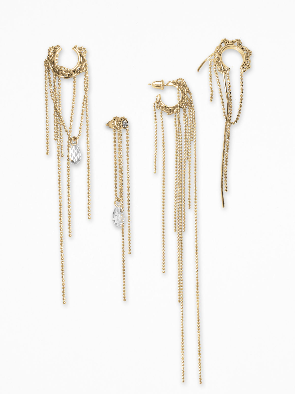 "RIPPED-CHAIN" EAR SET VERMEIL