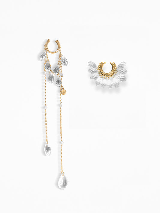 "WET - NAKED CRYSTALS" EAR CUFFS SET VERMEIL