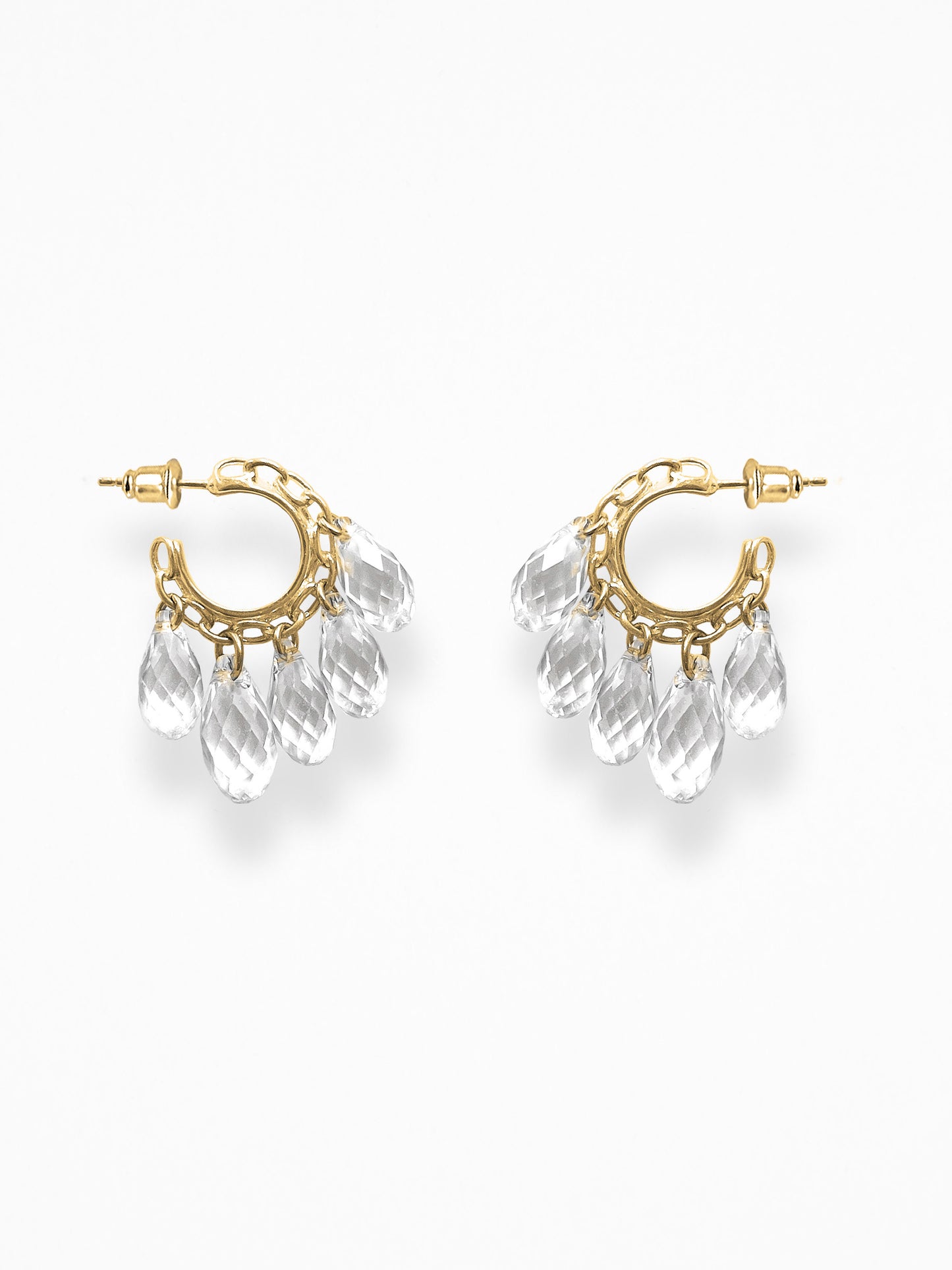 "NAKED CRYSTALS" MINI HOOP EARRINGS VERMEIL