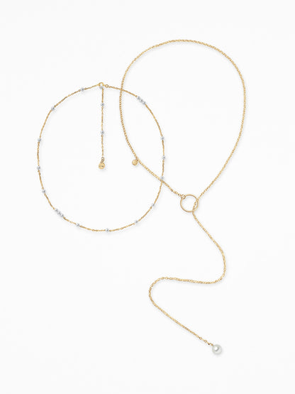 "ETHERA + PEARL CHOKER" NECK SET VERMEIL