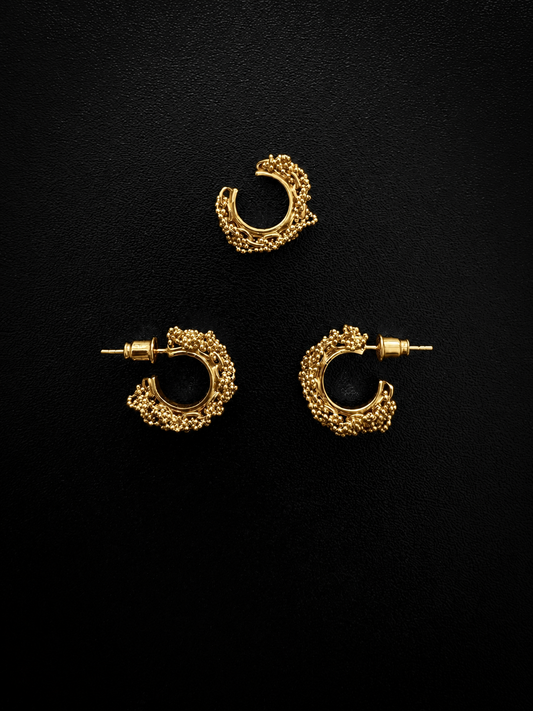 "RIPPED-CHAIN" EAR SET VERMEIL