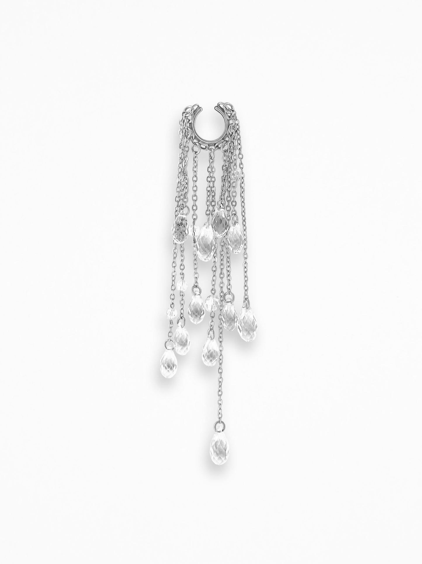 "NAKED CRYSTALS" ASYMMETRICAL EAR SET SILVER