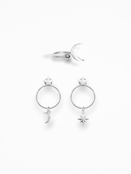 "NIGHT" EAR SET SILVER