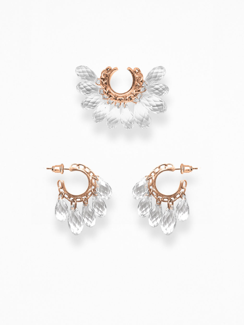 "NAKED CRYSTALS" EAR SET ROSE-GOLD VERMEIL