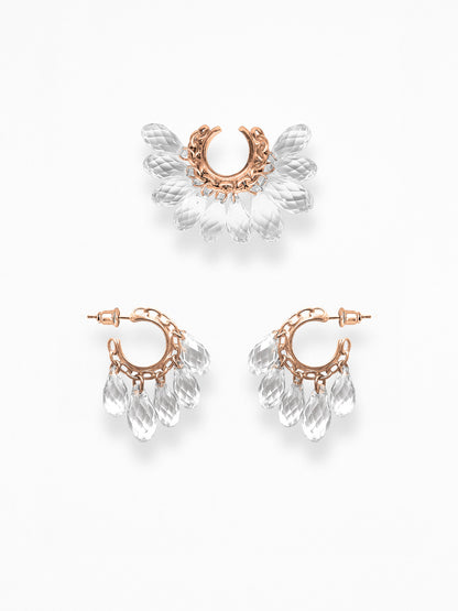 "NAKED CRYSTALS" EAR SET ROSE-GOLD VERMEIL