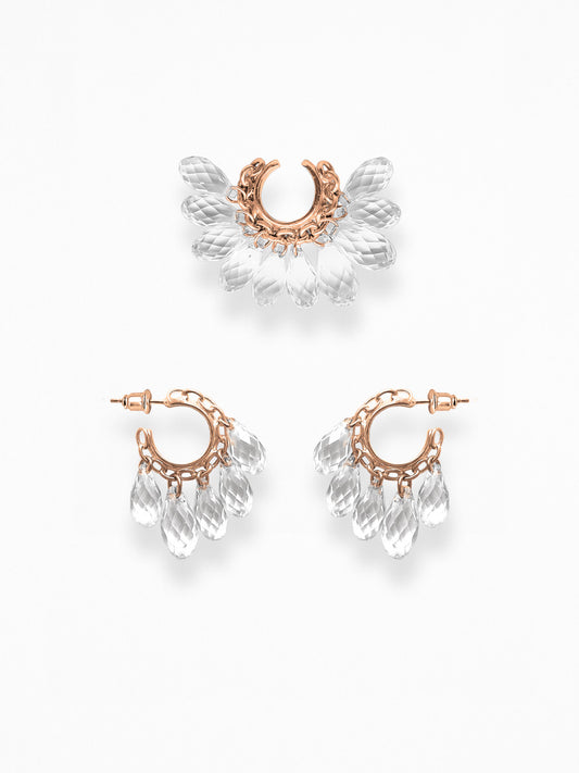 "NAKED CRYSTALS" EAR SET ROSE-GOLD VERMEIL