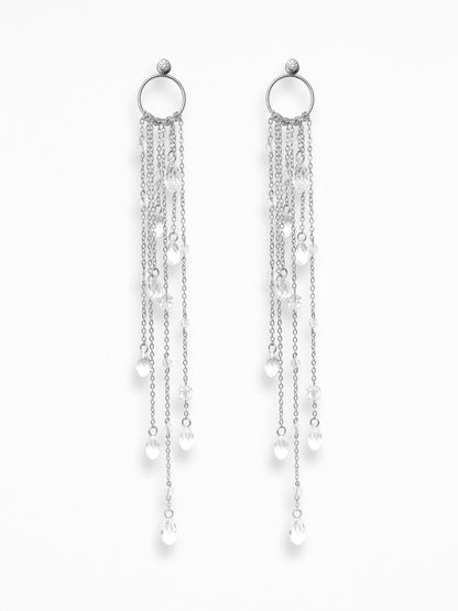 "NAKED CRYSTALS" ASYMMETRICAL EAR SET SILVER