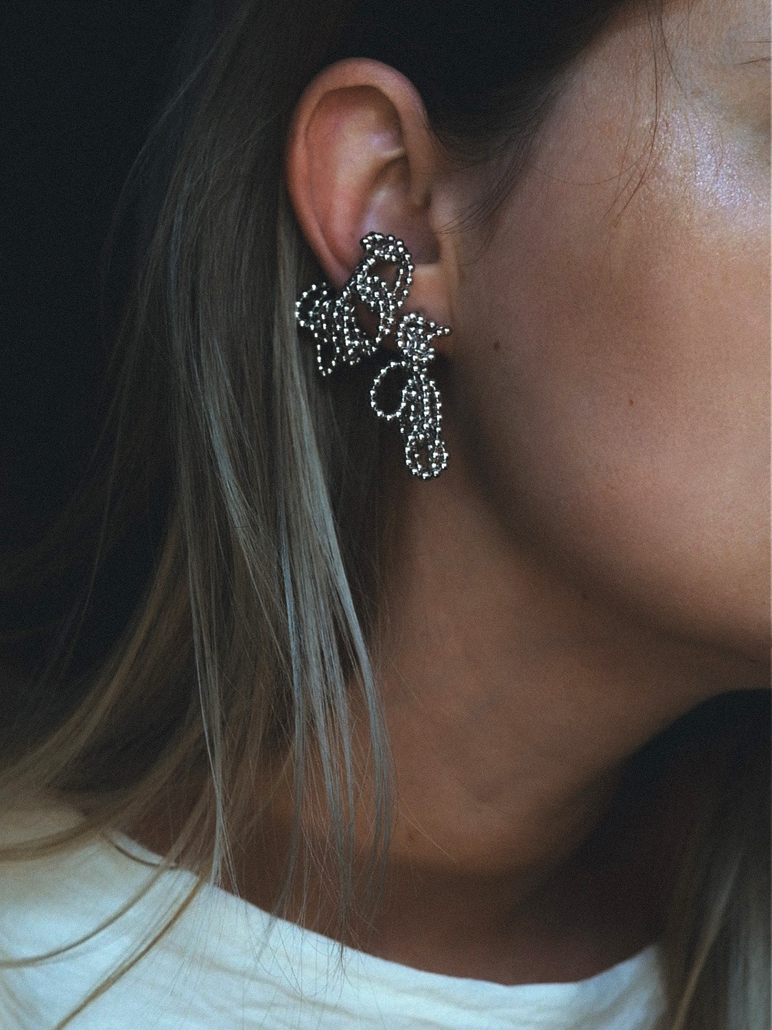 "BOUCLE" EAR SET SILVER