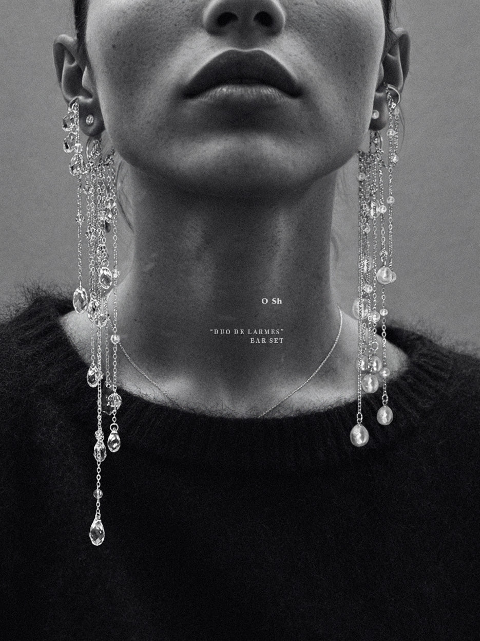 "DUO DE LARMES" EAR SET SILVER