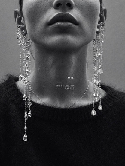 "DUO DE LARMES" EAR SET SILVER