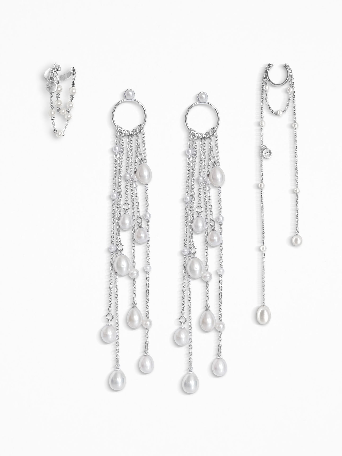"LARMES DE PERLES" EAR SET SILVER