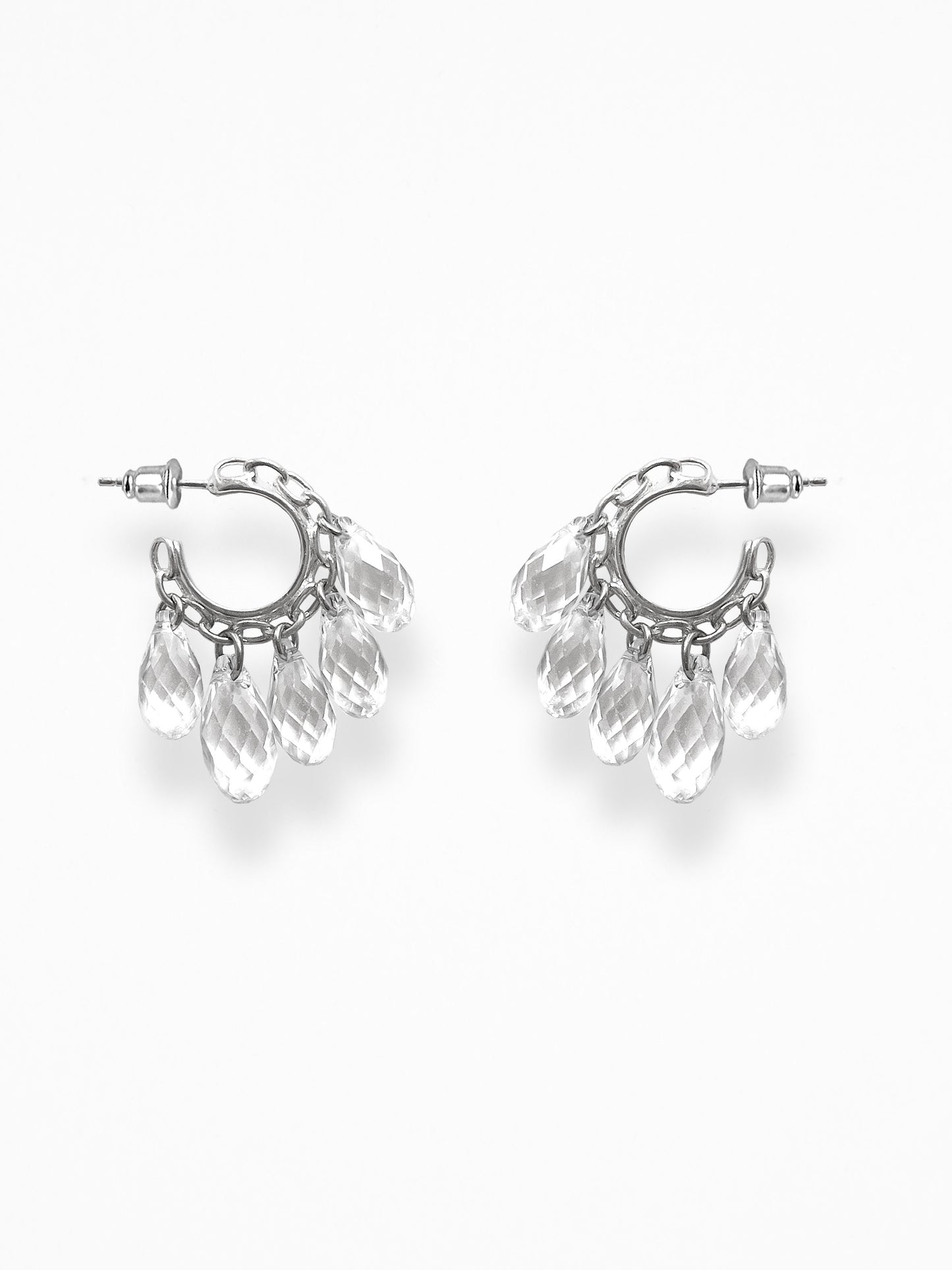 "NAKED CRYSTALS" EAR SET SILVER