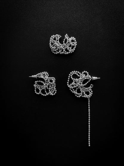 "BOUCLE" EAR SET SILVER