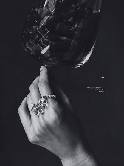 "NAKED CRYSTALS" "PEARLS" RING VERMEIL