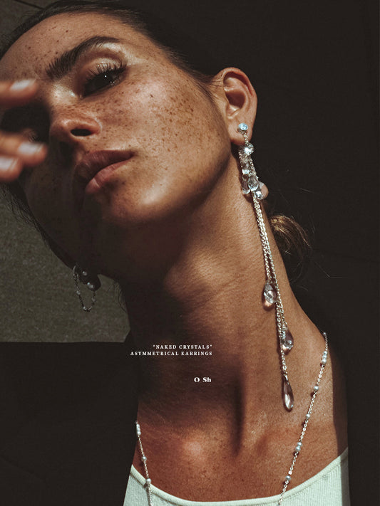 "NAKED CRYSTALS" EARRINGS SILVER