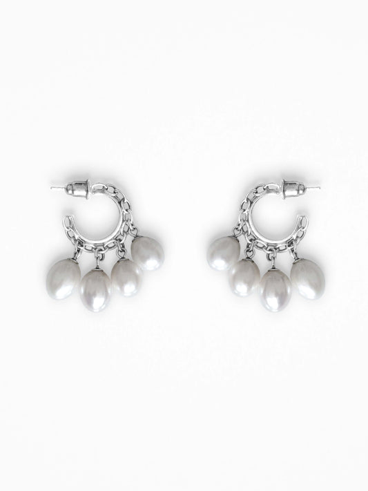 "PSHELL" MINI HOOP EARRINGS SILVER