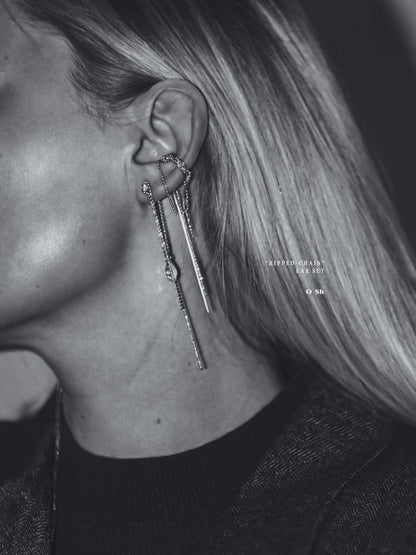 "RIPPED-CHAIN" EAR SET VERMEIL