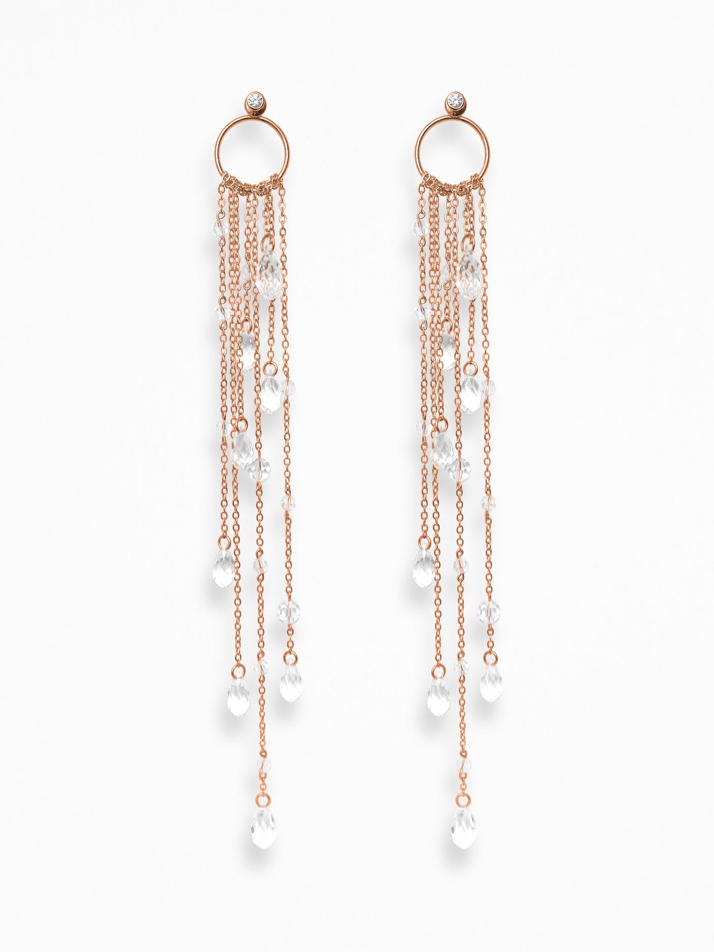 "NAKED CRYSTALS" ASYMMETRICAL EAR SET VERMEIL